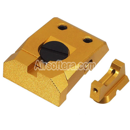 5KU CNC Aluminum Optic Fiber Front Sight Adjustable Rear Sight For KJ Works ASG CZ Shadow2 Series GBB Pistols Airsoft Gold