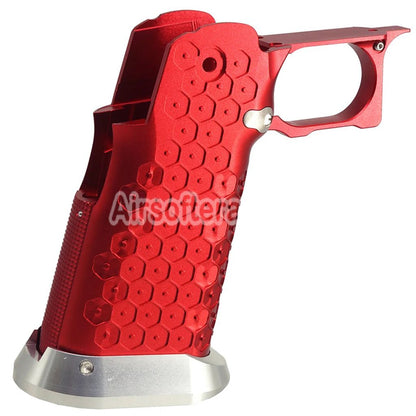 5KU CNC Aluminum Grip Type-12 For Tokyo Marui Hi-Capa 5.1 4.3 Series GBB Pistols Airsoft Red/Silver