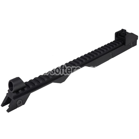 AirsoftEra 340mm Top Rail with Front Rear Sight Suitable For G36 Series AEG Rifles Black