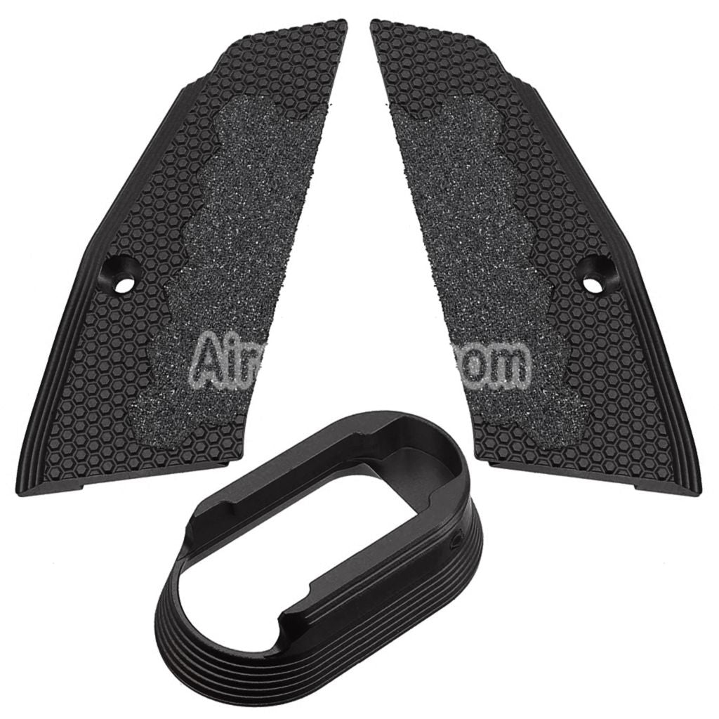 5KU CNC Aluminum Anti Slip Short Grip Cover Panel and Magwell For KJ Works ASG CZ Shadow2 Series GBB Pistols Airsoft Black