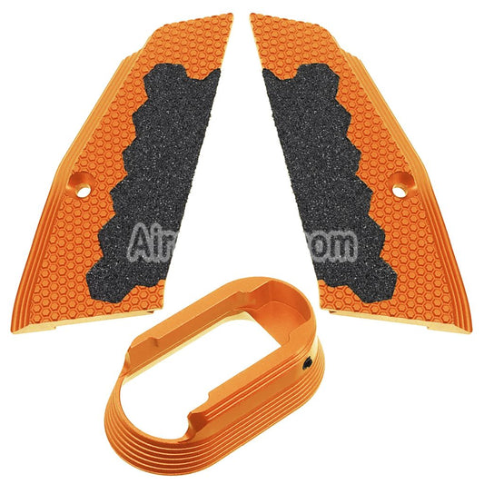 5KU CNC Aluminum Anti Slip Short Grip Cover Panel and Magwell For KJ Works ASG CZ Shadow2 Series GBB Pistols Airsoft Orange