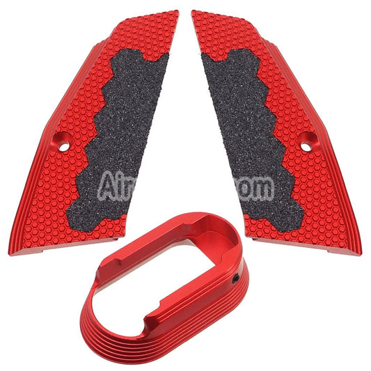 5KU CNC Aluminum Anti Slip Short Grip Cover Panel and Magwell For KJ Works ASG CZ Shadow2 Series GBB Pistols Airsoft Red