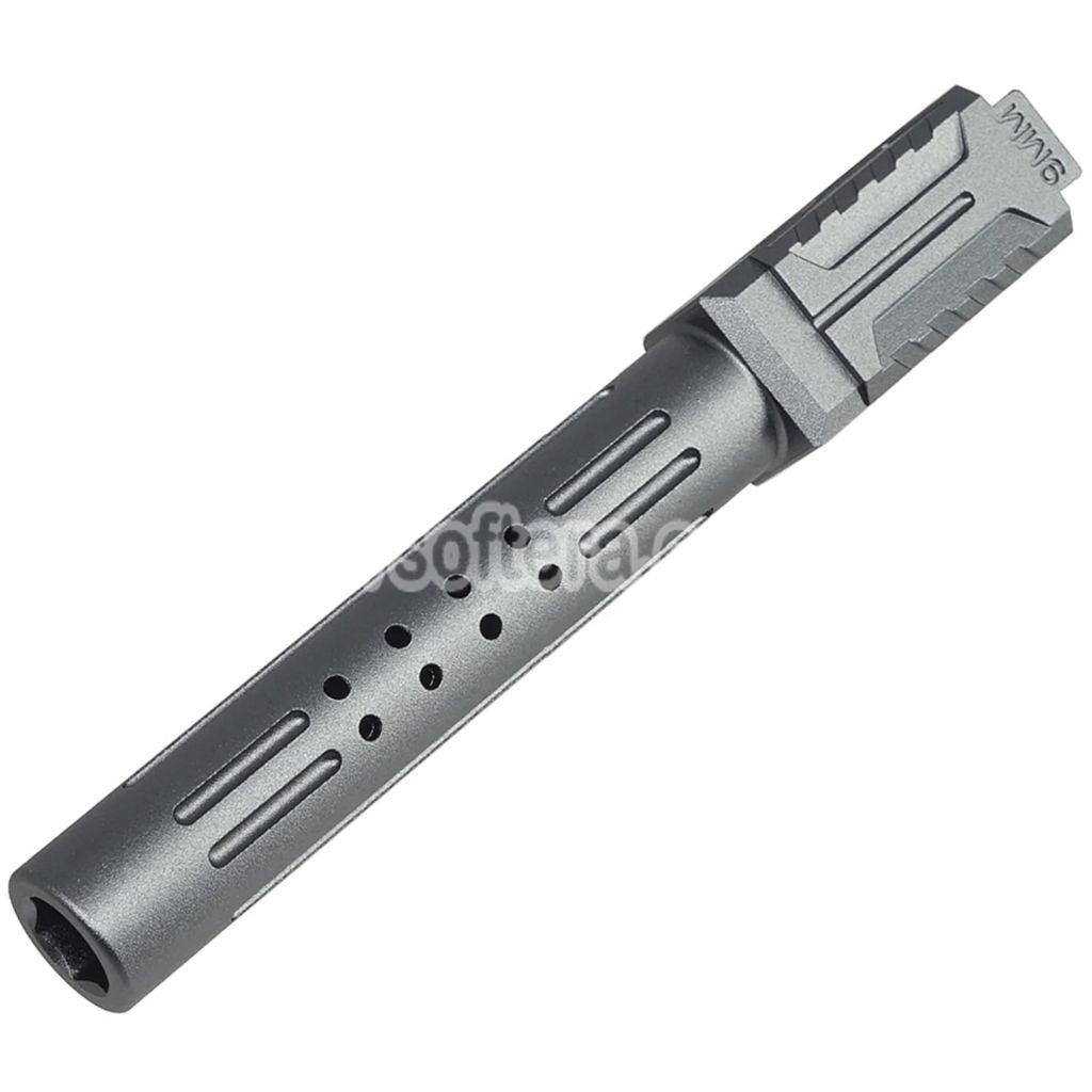 5KU CNC Aluminum BRA Style Ported Outer Barrel For Tokyo Marui G17 Gen.3 Series GBB Pistols Airsoft Titanium Grey