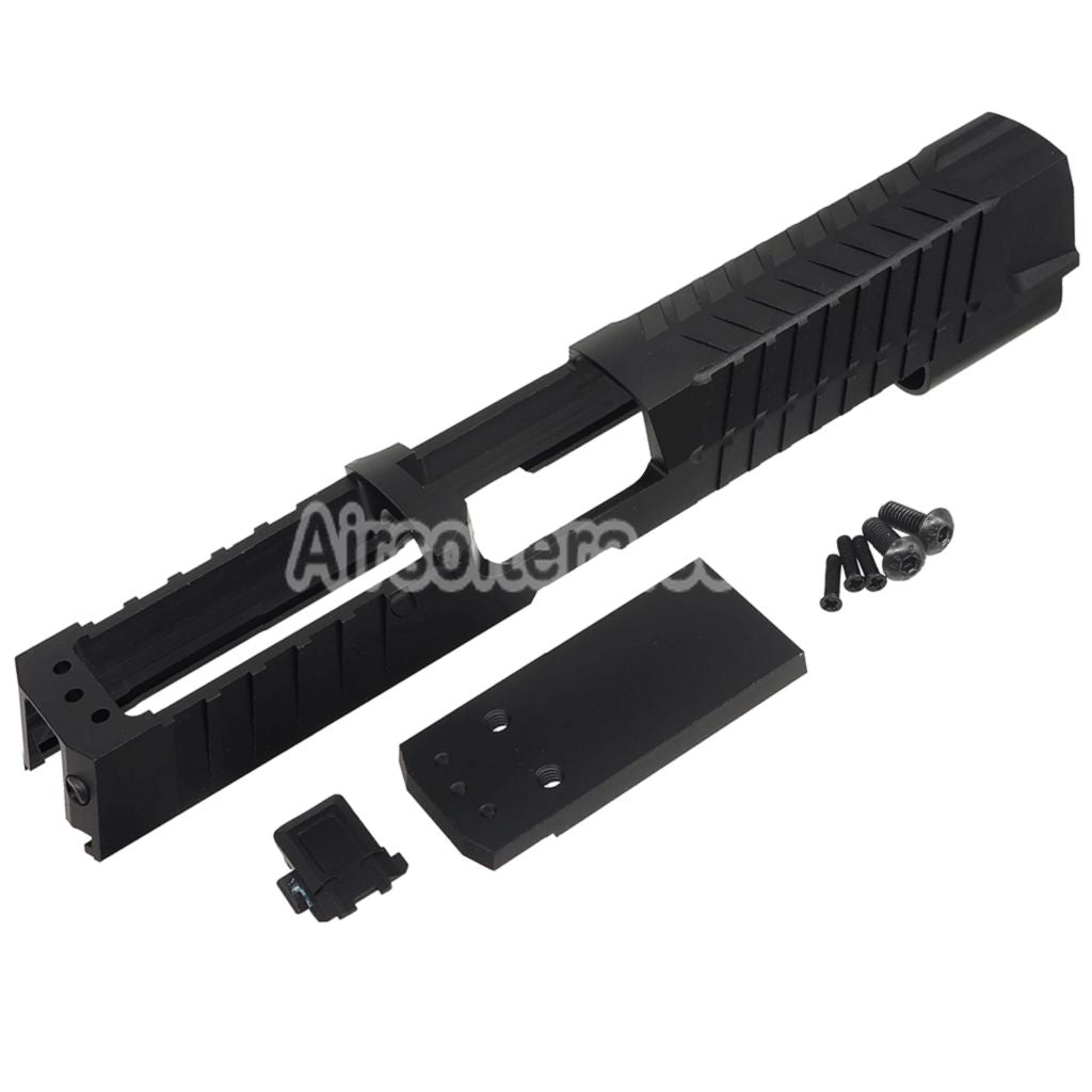 5KU CNC Aluminum MAX 2.0 Slide with Romex3 Adapter Suitable For SIG Air VFC SIG Sauer P320 M17 Series GBB Pistols Airsoft Black