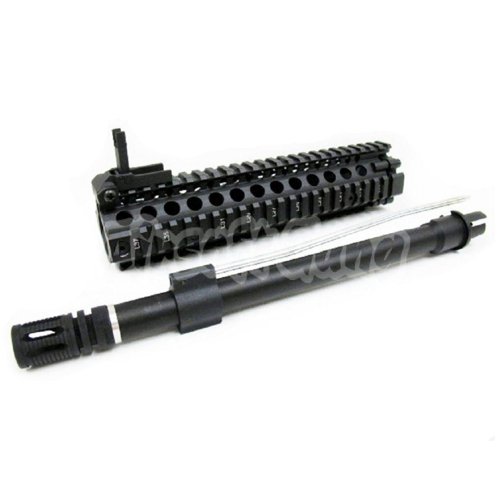 E&C CNC Aluminum M18 RAS Front Set Handguard Rail System With 9" Inches Outer Barrel For M4 M16 M18 Series AEG Airsoft Black
