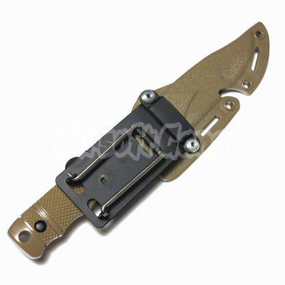 CYMA Plastic M37 Seal Pup Knife(Non-Sharp Soft Rubber Fake Knife) with Sheath Tan Brown