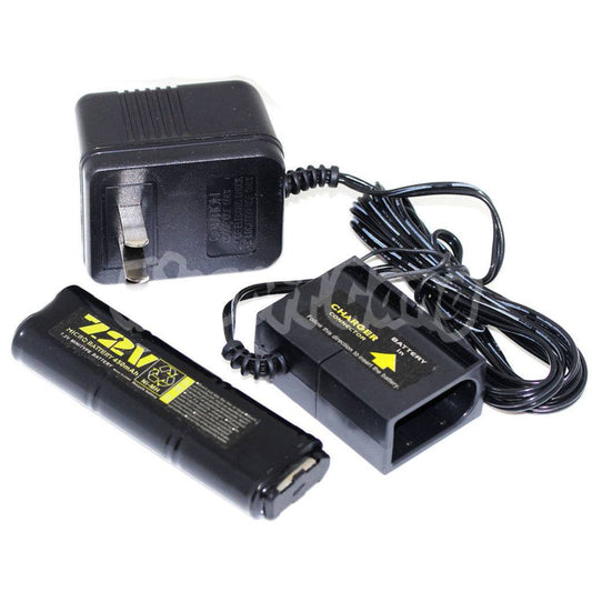 WELL 7.2V 450mAh Ni-MH Battery and 110v US Plug Charger For Vz61 Scorpion / MP7 / MAC10 / R2 / R4 AEG Airsoft