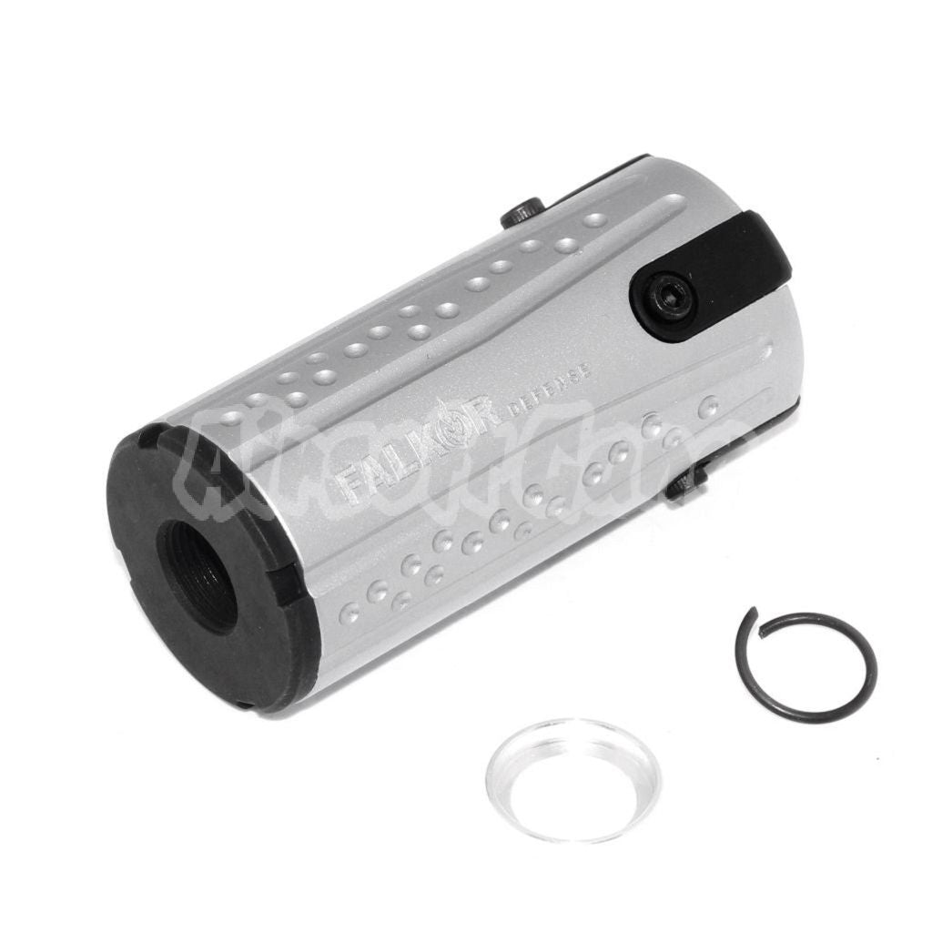 Airsoft APS EMG Licensed Falkor Defense Blitz Blast Cap Muzzle Brake Flash Hider -14mm CCW Black/Silver