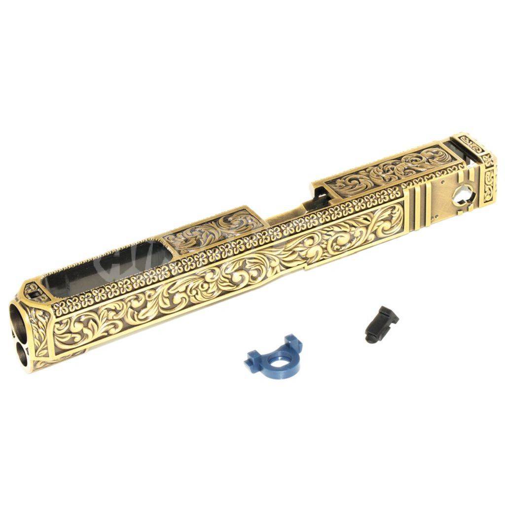 Airsoft WE (WE-TECH) Archives Custom Gold Carved Pattern Slide For WE G35 GBB Pistol