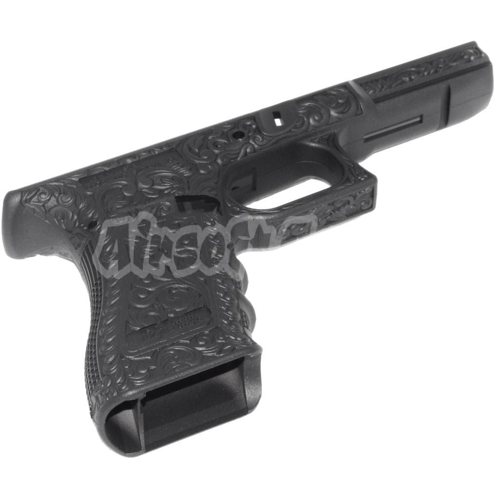 WE (WE-TECH) Archives Carved Pattern Frame For Tokyo Marui AW WE G17 G18C G34 G35 GBB Pistols Black/Ivory