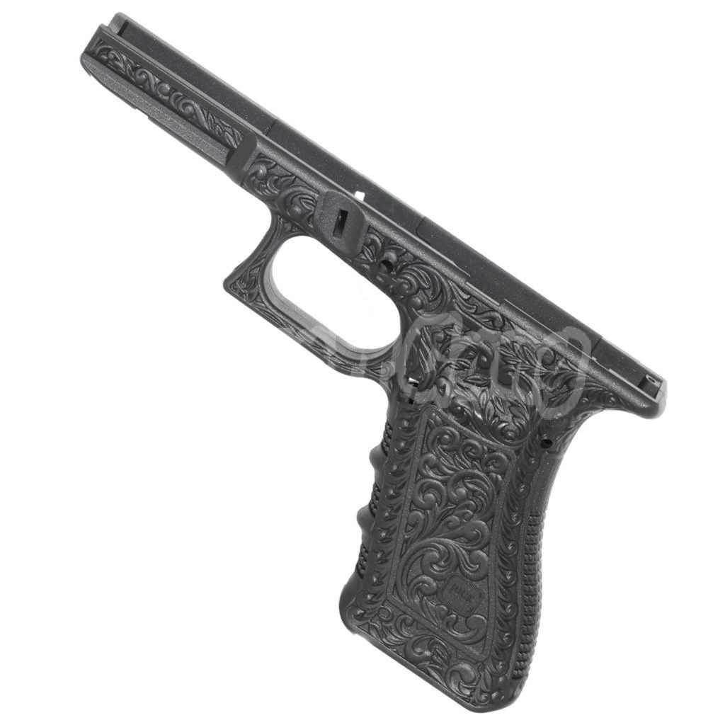 WE (WE-TECH) Archives Carved Pattern Frame For Tokyo Marui AW WE G17 G18C G34 G35 GBB Pistols Black/Ivory