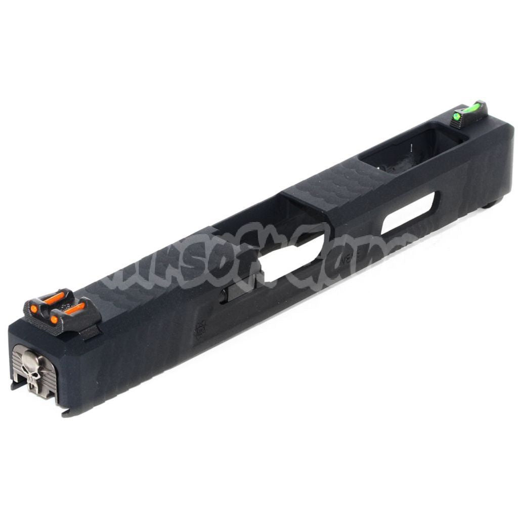 Airsoft WE (WE-TECH) Archives Custom Silver Barrel Slide Set With Hammer And Front Rear Fiber Optic Sight For AW WE Tokyo Marui G18C GBB Pistol