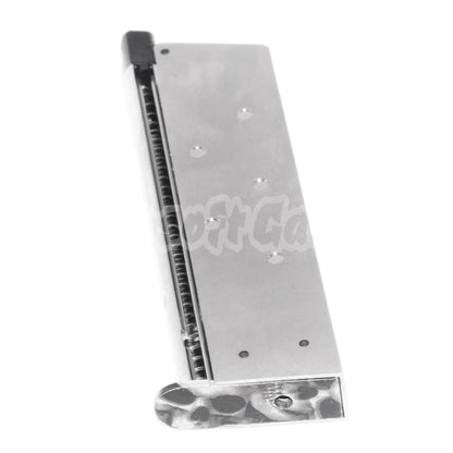 Armorer Works AW 16rd Gas Magazine for EMG SAI Red / AW NE Series / WE Single Stack 1911 GBB Pistol Airsoft Silver (Skull Cam Baseplate)