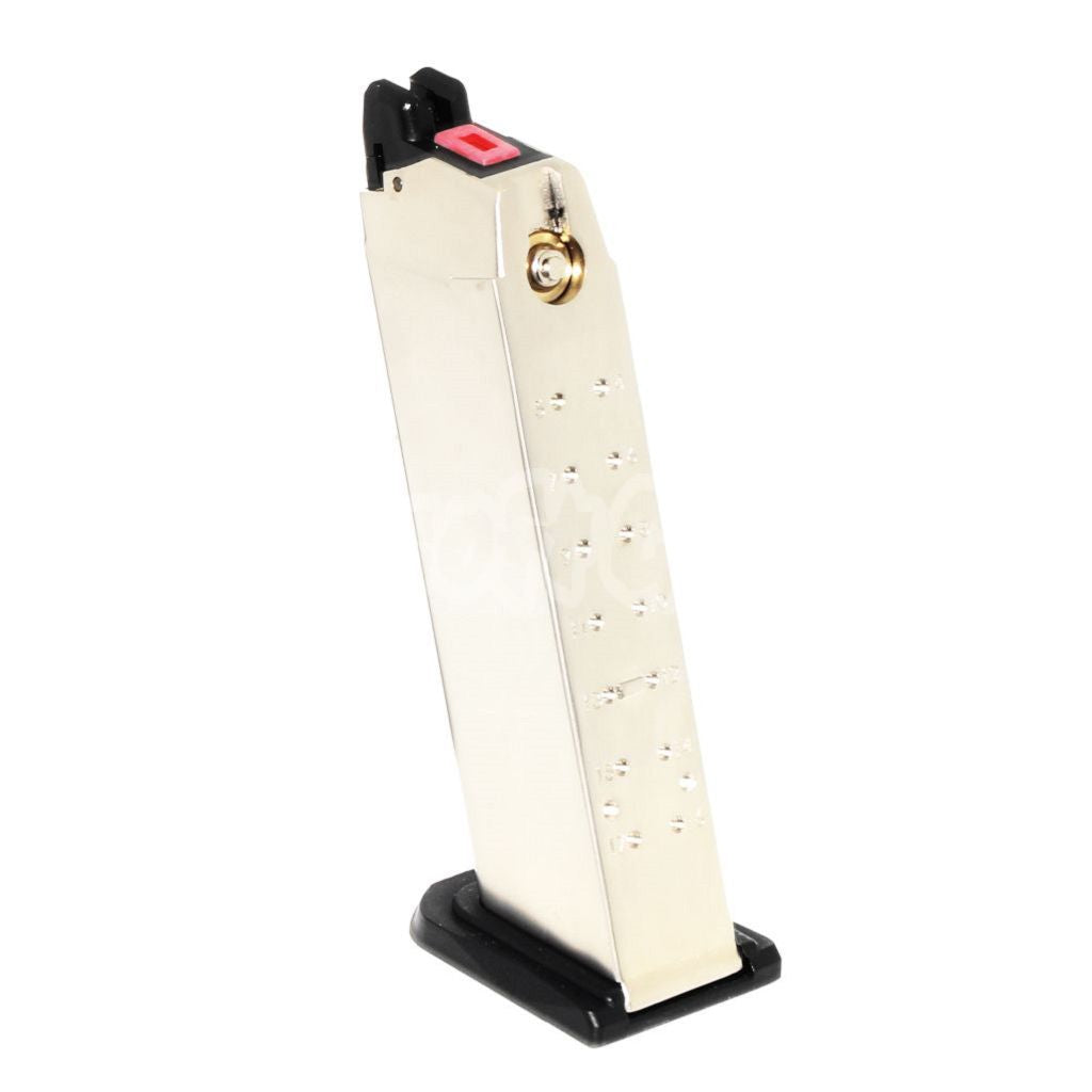 Airsoft Armorer Works AW 25rd Gas Magazine for ISSC M22 / EMG SAI BLU / APS / ARMY / BELL / UMAREX / Elite force / VFC / AW / WE / Tokyo Marui G17 G18C G-Series GBB Pistol Silver Gold