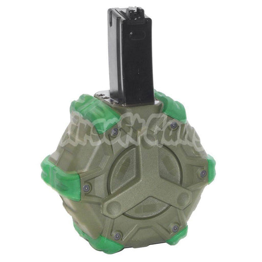 Airsoft WE 350rd Gas Drum Magazine for WE AP APACHE MP5 Series GBB Rifle Black/OD/Green