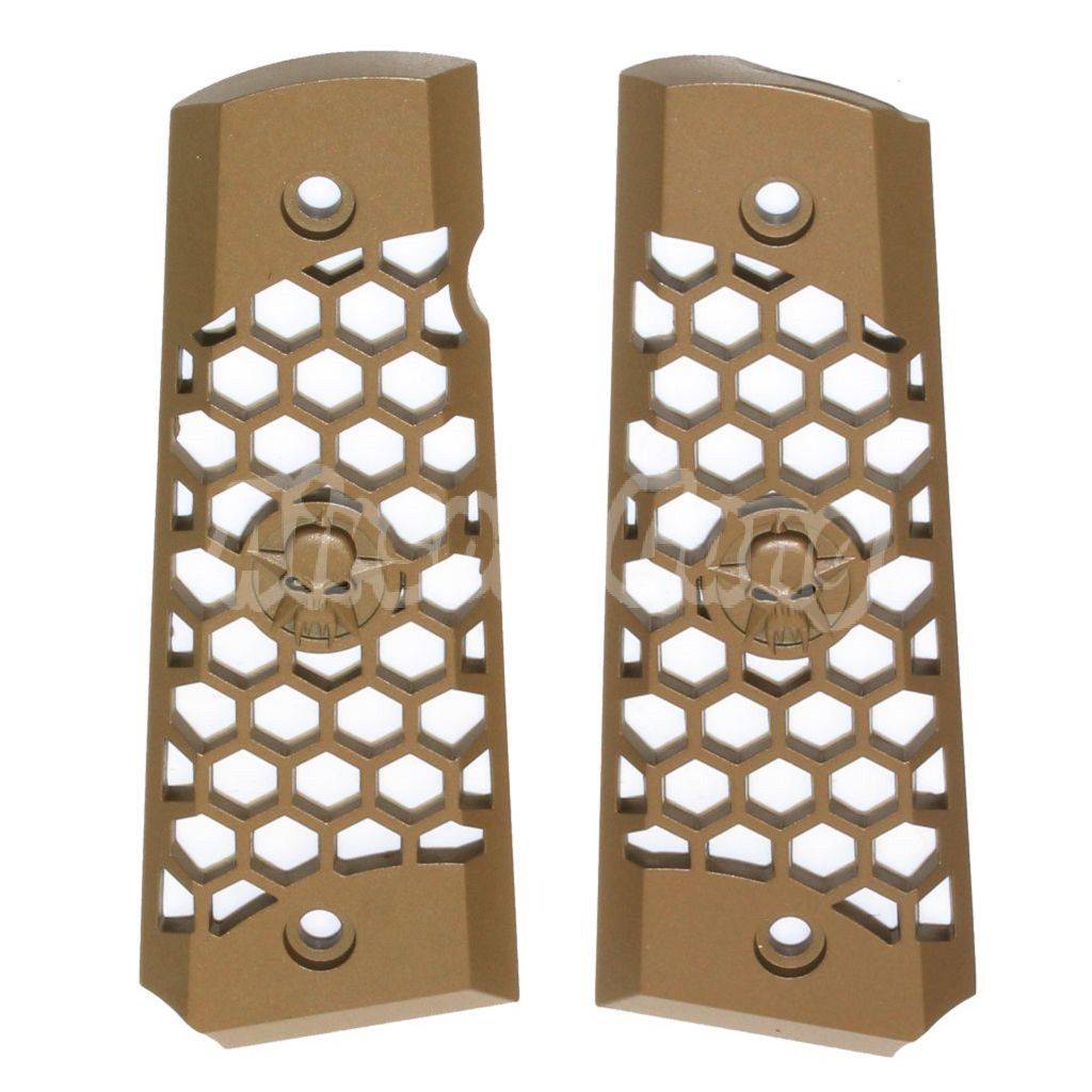 Airsoft WE (WE-TECH) HEX CUT Pistol Grip Cover For BELL ARMY AW WE KJ Tokyo Marui M1911 M.E.U SERIES 70 M45A1 WARRIOR GBB Pistol Tan