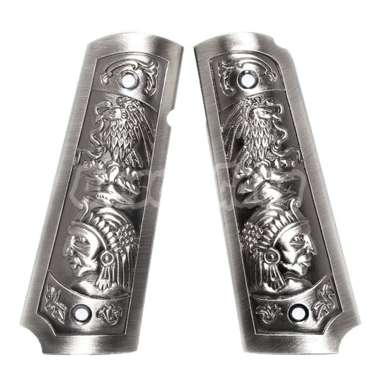 Airsoft WE (WE-TECH) Carved Pistol Grip Cover For BELL ARMY AW WE KJ Tokyo Marui M1911 M.E.U SERIES 70 M45A1 WARRIOR GBB Pistol Silver Grey
