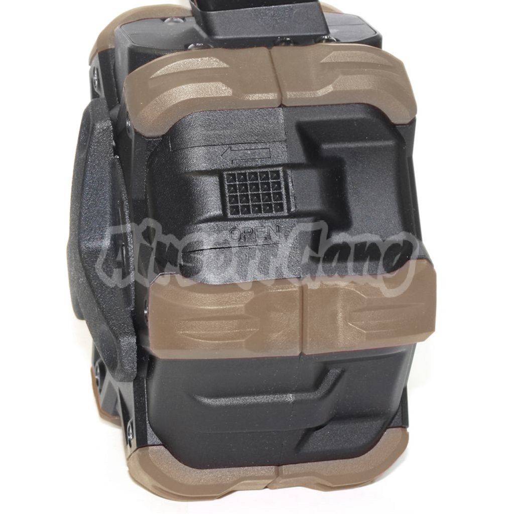 Airsoft Armorer Works AW Custom 350rd Gas Adaptive Drum Magazine for WE AP APACHE MP5 Series GBB Rifle Black/Tan