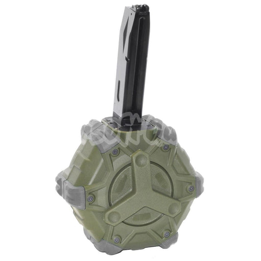 Airsoft WE 350rd Gas Drum Magazine for AW MB Series / KJW / WE / Tokyo Marui M9 M92 GBB Pistol Black/OD/Grey
