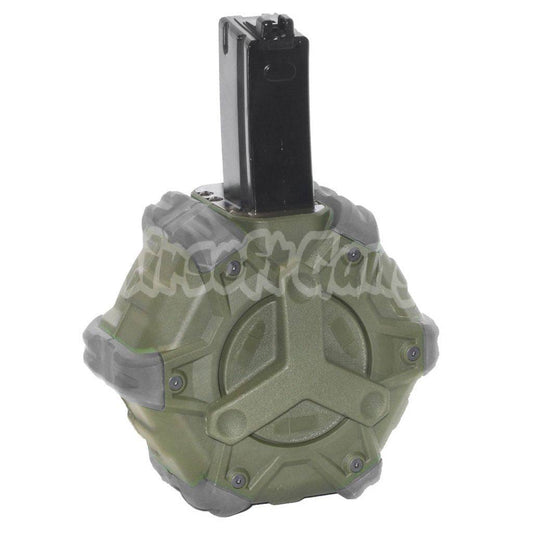 Airsoft WE 350rd Gas Drum Magazine for WE AP APACHE MP5 Series GBB Rifle Black/OD/Grey