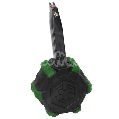 Armorer Works AW Custom 350rd Gas Adaptive Drum Magazine for ARMY R501 R601 / KJ KP-05 / Zeon / EMG / AW / WE / Tokyo Marui Hi-Capa GBB Pistol Black/Green