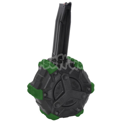 Armorer Works AW Custom 350rd Gas Adaptive Drum Magazine for ARMY R501 R601 / KJ KP-05 / Zeon / EMG / AW / WE / Tokyo Marui Hi-Capa GBB Pistol Black/Green