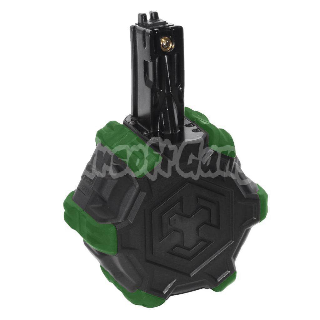 Armorer Works AW Custom 350rd Gas Adaptive Drum Magazine for WE AP APACHE MP5 Series GBB Rifle Black/Green