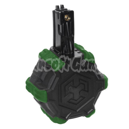 Armorer Works AW Custom 350rd Gas Adaptive Drum Magazine for WE AP APACHE MP5 Series GBB Rifle Black/Green