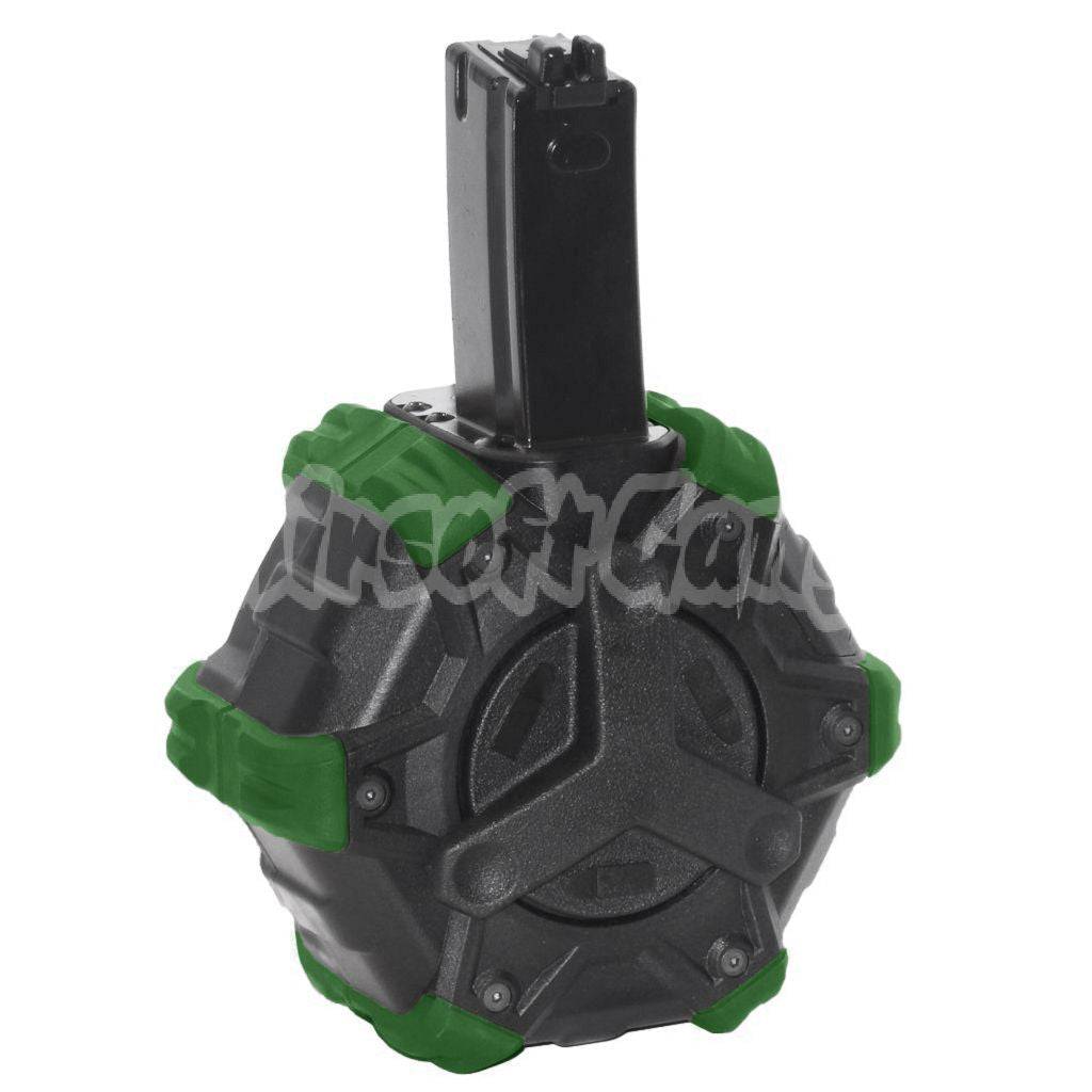 Armorer Works AW Custom 350rd Gas Adaptive Drum Magazine for WE AP APACHE MP5 Series GBB Rifle Black/Green