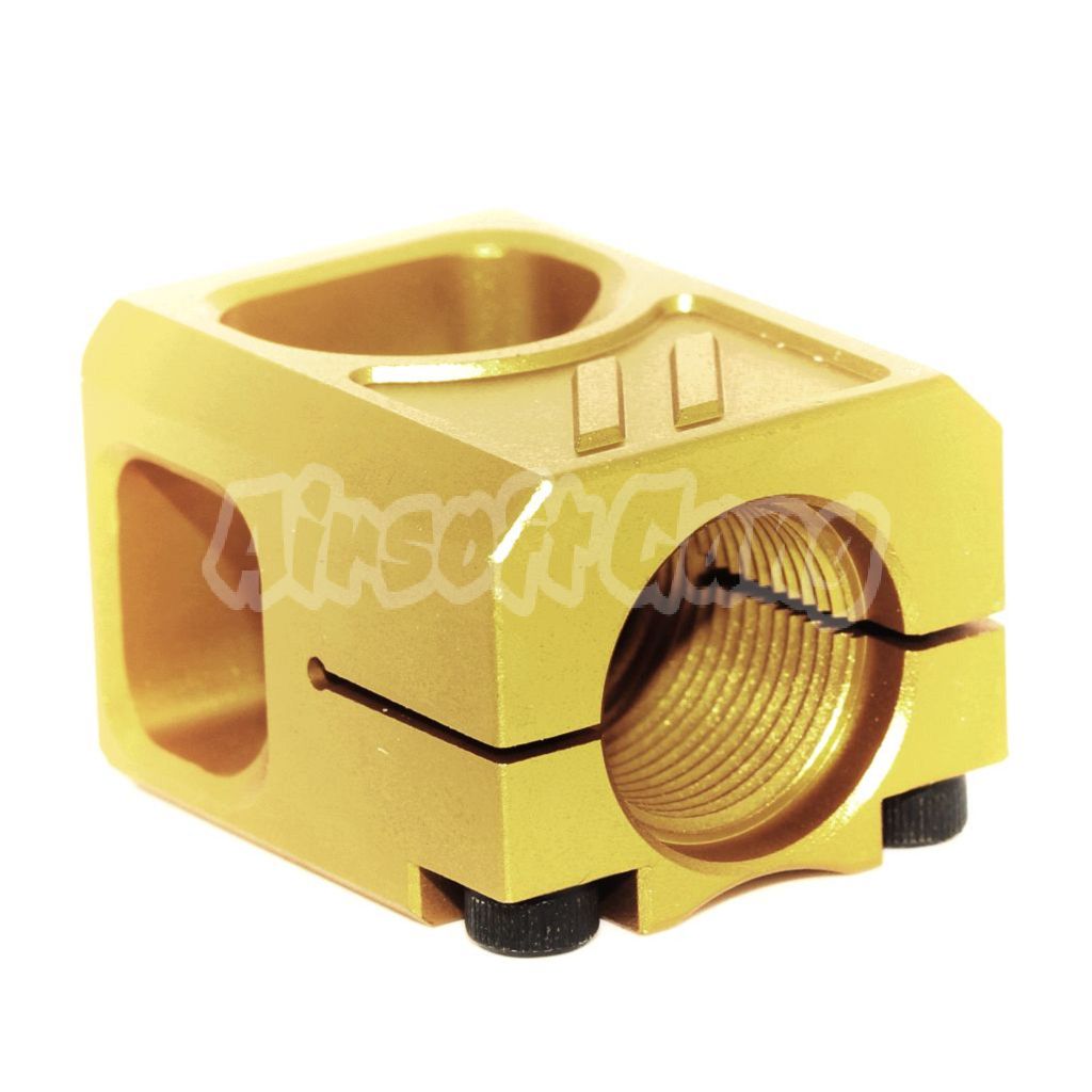 Airsoft 5KU CNC Aluminium Compensator V2 -14mm CCW For G17 GBB Pistols Gold
