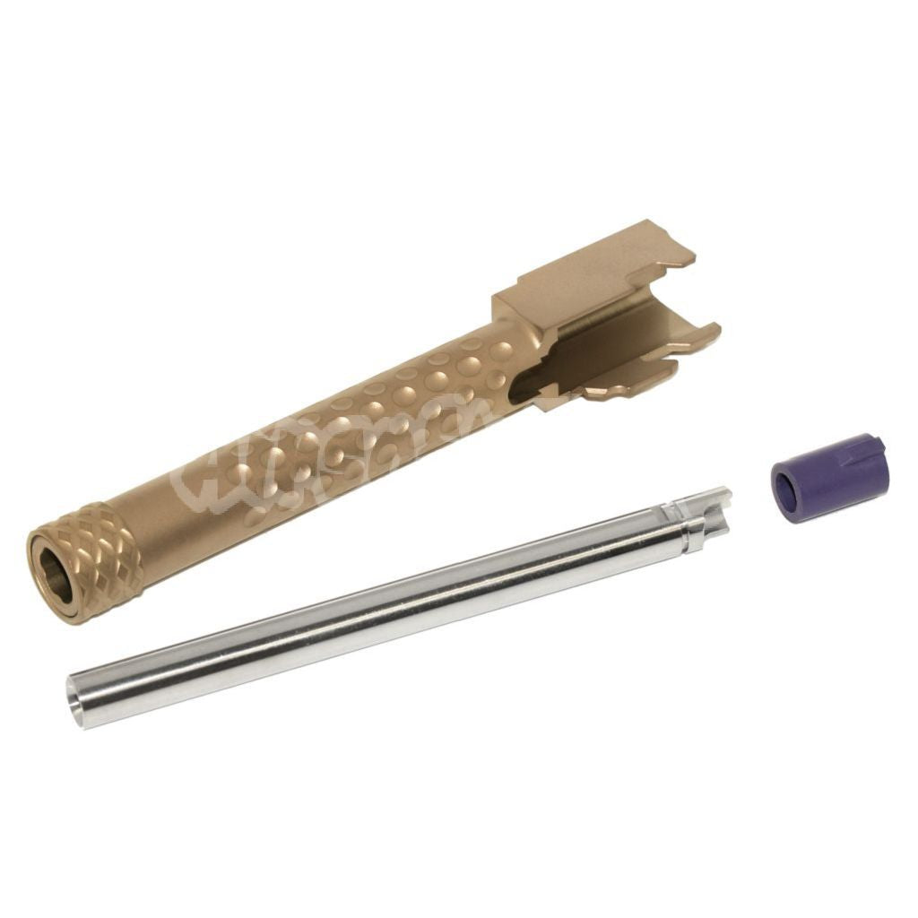 PTS Licensed ZEV Outer Barrel & Laylax Nine Ball 6.00mm Inner Barrel Set for ISSC M22 EMG SAI BLU Lonewolf ZEV G&P P80 AW WE Tokyo Marui G17 Series GBB Pistol Gold