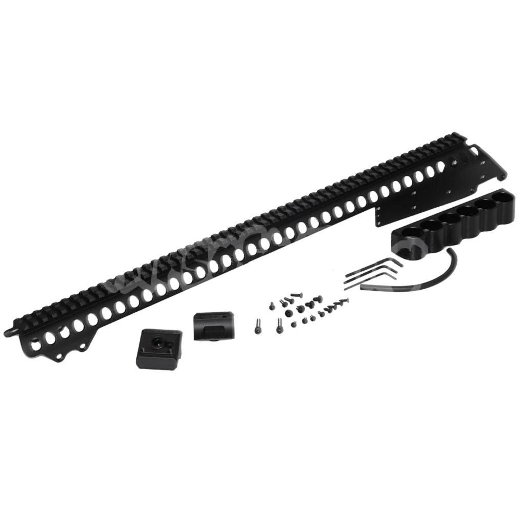 CYMA 537mm Aluminium Top Rail System with 6-Shell Carrier Holder For CYMA Tokyo Marui M870 Series Shotgun