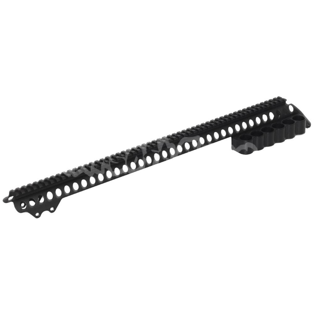 CYMA 537mm Aluminium Top Rail System with 6-Shell Carrier Holder For CYMA Tokyo Marui M870 Series Shotgun