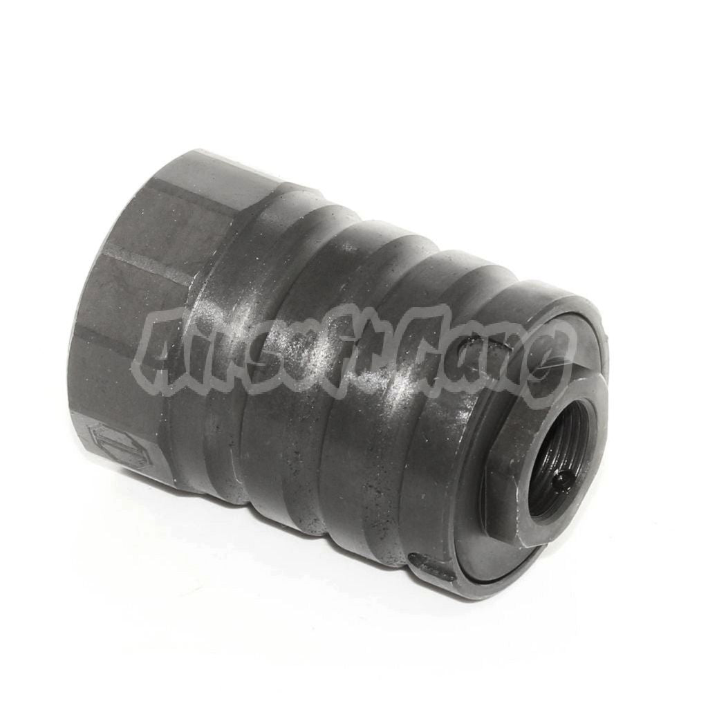 Airsoft 5KU 53mm 360 X12 Muzzle Brake Flash Hider With Blast Shield -14mm CCW Black