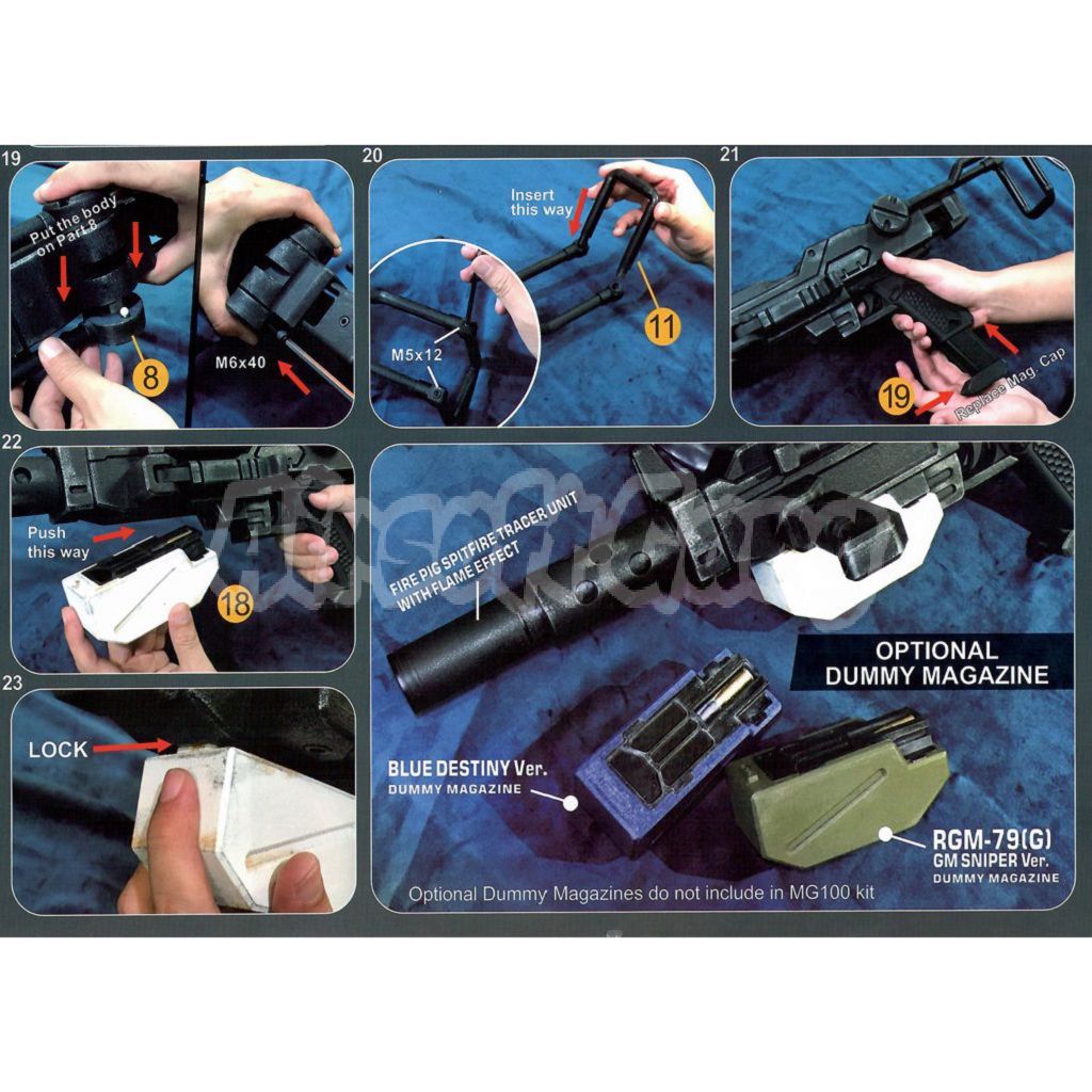 Airsoft SG ShowGuns Tactical RX-79 Gundam Ground Type MG100 Machine Gun Kit with Fire Pig Light Tracer for Action Army AAP-01 GBB Pistol