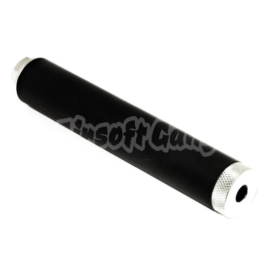 Airsoft BELL 194mm/204mm x 35mm Suppressor Silencer -14mm CCW Thread Black/Silver
