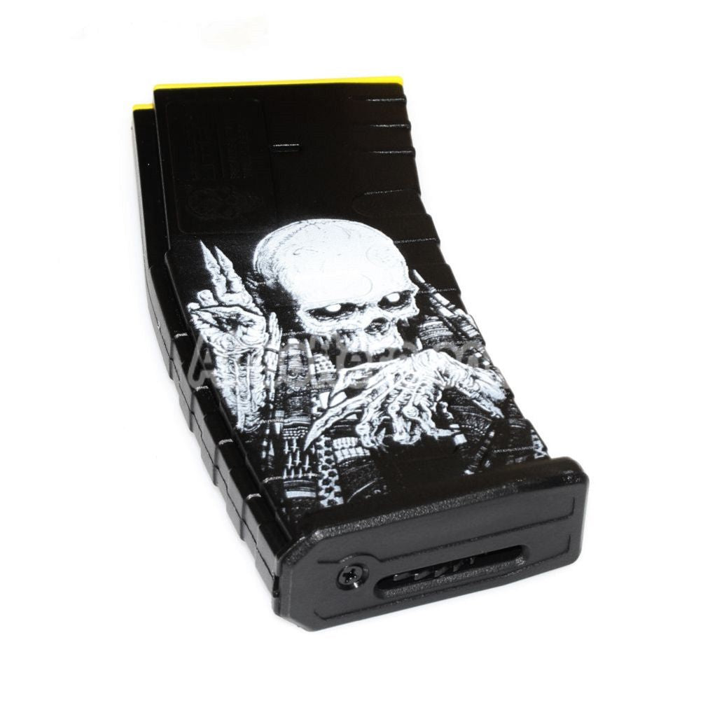 Airsoft APS 300rd Reaper Logo Polymer Hi-Cap Magazine for APS Matrix G&P CYMA E&C D-Boys Tokyo Marui M4 M16 Series AEG Rifles Black/Yellow