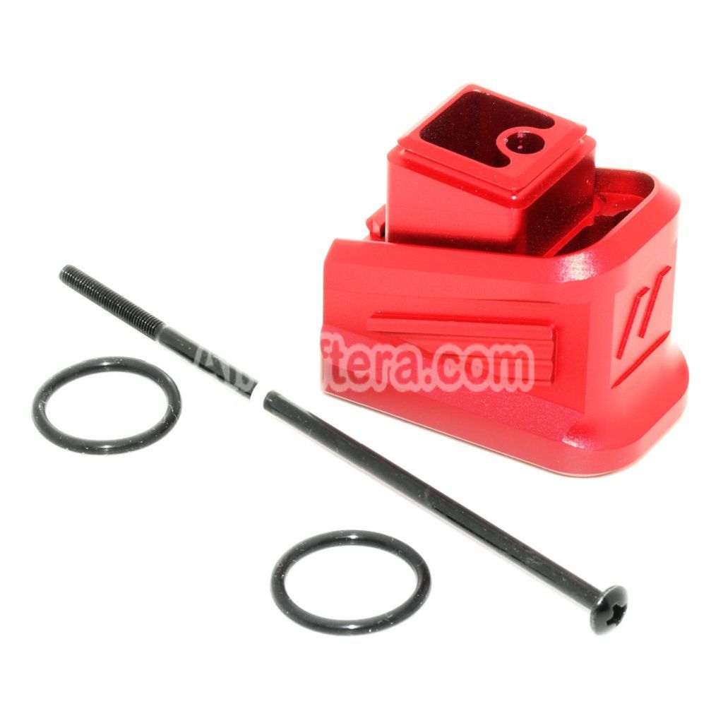 Airsoft 5KU CNC Aluminum Magazine Extension Pad For Tokyo Marui G17 G18C G-Series GBB Pistols Magazine Red