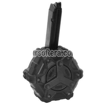Airsoft WE 350rd Gas Drum Magazine for ISSC M22 / EMG SAI BLU / E&C / APS / ARMY / BELL / UMAREX / Elite force / VFC / AW / WE / Tokyo Marui G17 G18C G-Series GBB Pistol Black