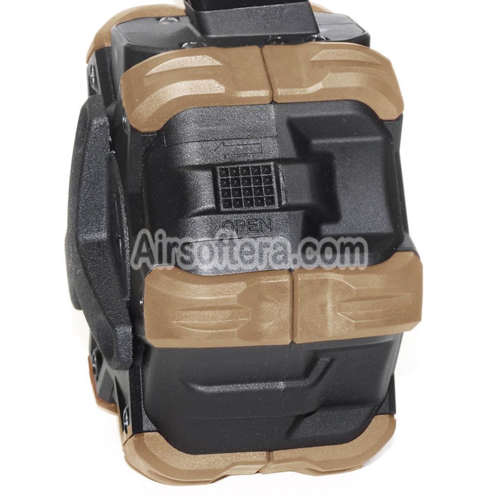 Airsoft WE 350rd Gas Drum Magazine for ISSC M22 / EMG SAI BLU / E&C / APS / ARMY / BELL / UMAREX / Elite force / VFC / AW / WE / Tokyo Marui G17 G18C G-Series GBB Pistol Black/Tan
