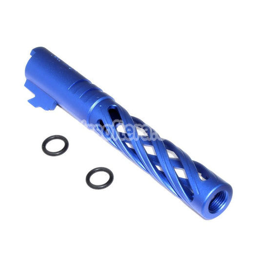 Airsoft 5KU 5" Inches 123/127mm CNC Tornado Spiral Hollow Outer Barrel +11mm CW for Armorer Works AW WE-TECH Tokyo Marui Hi-Capa 5.1 GBB Pistols Blue