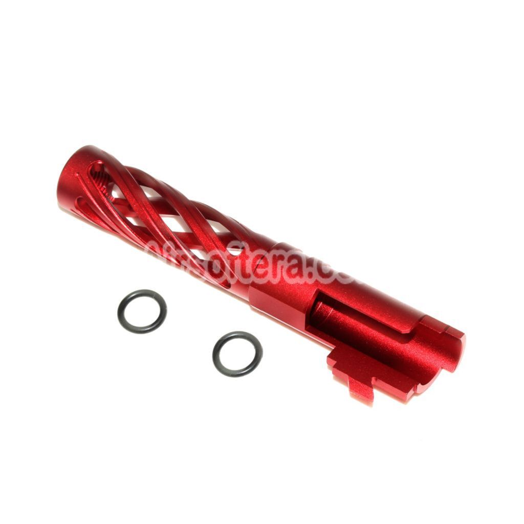 Airsoft 5KU 4.3" Inches 106mm/110mm CNC Tornado Spiral Hollow Outer Barrel +11mm CW for Tokyo Marui Hi-Capa 4.3 GBB Pistols Red