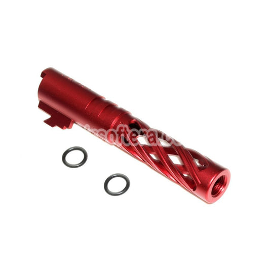 Airsoft 5KU 4.3" Inches 106mm/110mm CNC Tornado Spiral Hollow Outer Barrel +11mm CW for Tokyo Marui Hi-Capa 4.3 GBB Pistols Red